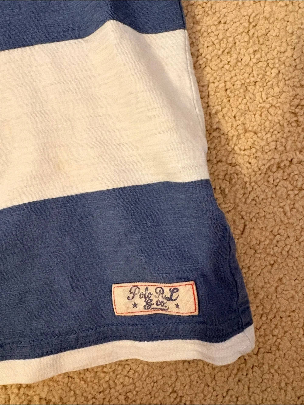 Ralph Lauren Blue & White Striped Short Sleeve Tee